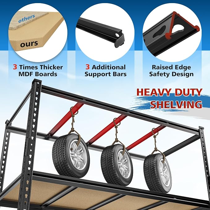 55" W Storage Shelves, 2040LBS Garage Shelving Heavy Duty, 4-Tier Storage - Image 4