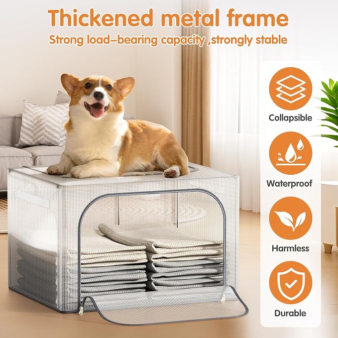 Large size 66L Fully Transparent Openings Clothes Storage Bins - Image 3