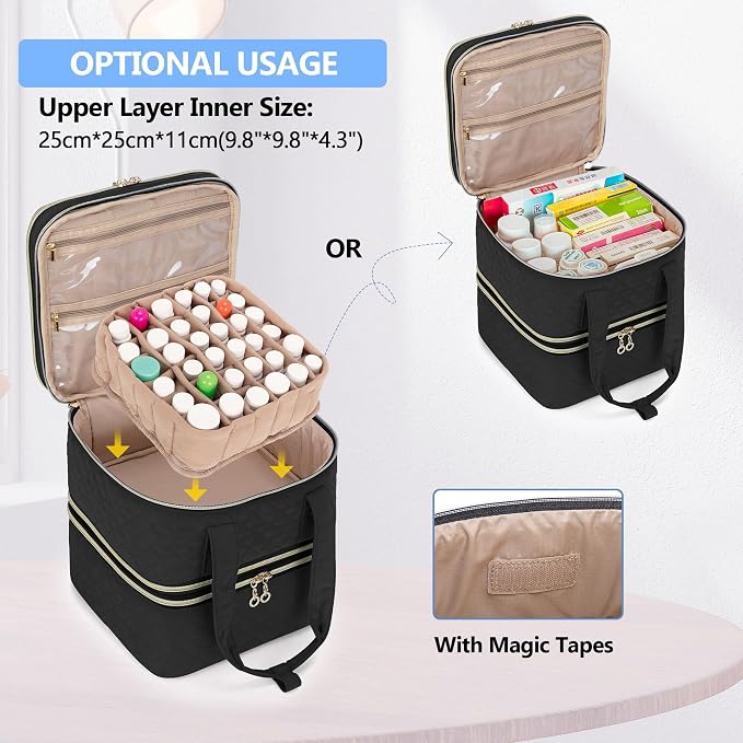 Yarwo Pill Bottle Organizer Storage Bag, 3 Layers Medicine Travel Case Empty - Image 4