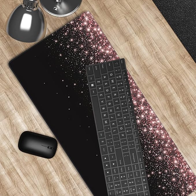 Rose Gold Glitter Gaming Mouse Pad XXL Large Desk Mouse Pad Keyboard Mat - Image 6