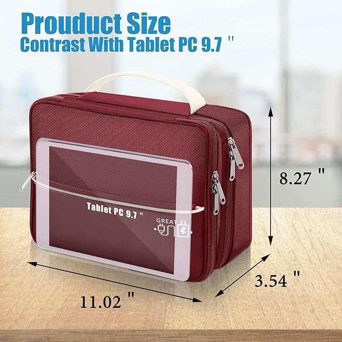 SELLYFELLY Electronics Travel Organizer, Double Layer Cable Organizer Bag - Image 2