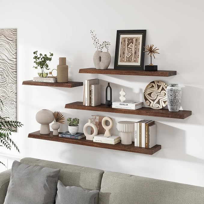 Live Edge Elm Floating Shelves For Wall - Image 2