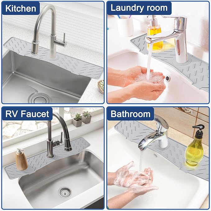 Meiliweser Faucet Mat for Kitchen Sink – 24” x 5.1” Extra-Long Silicone Splash - Image 7