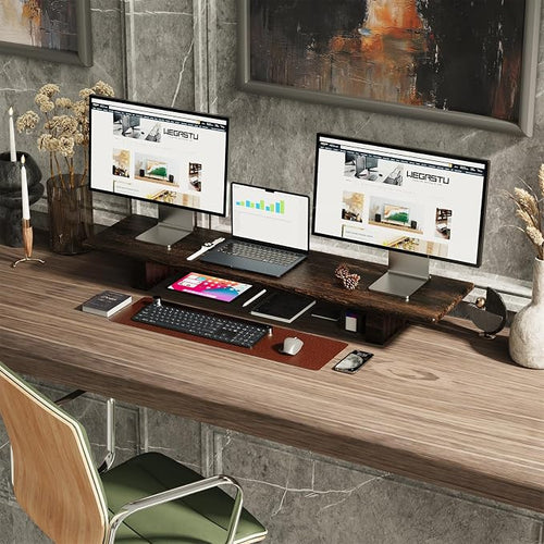 "WEGASTU Solid Wood Rustic Desk Monitor Stand - Image 2