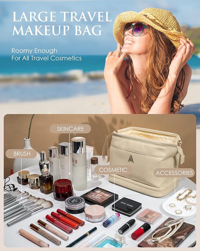 Initial Makeup Bag, Women Gifts, Personalized Double Layer Cosmetic Bag - Image 2