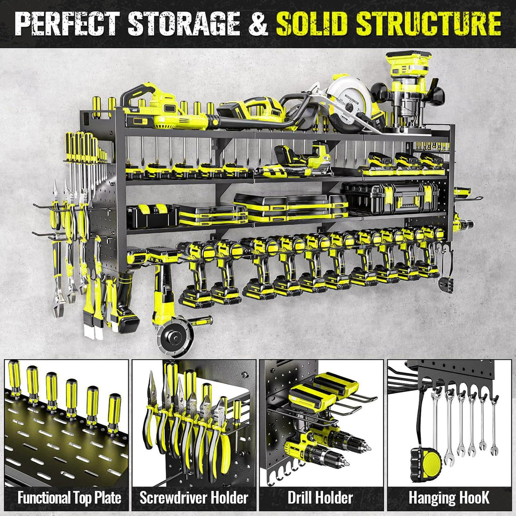 49.8" Power Tool Organizer Wall Mount,Holds 14 Cordless Drills