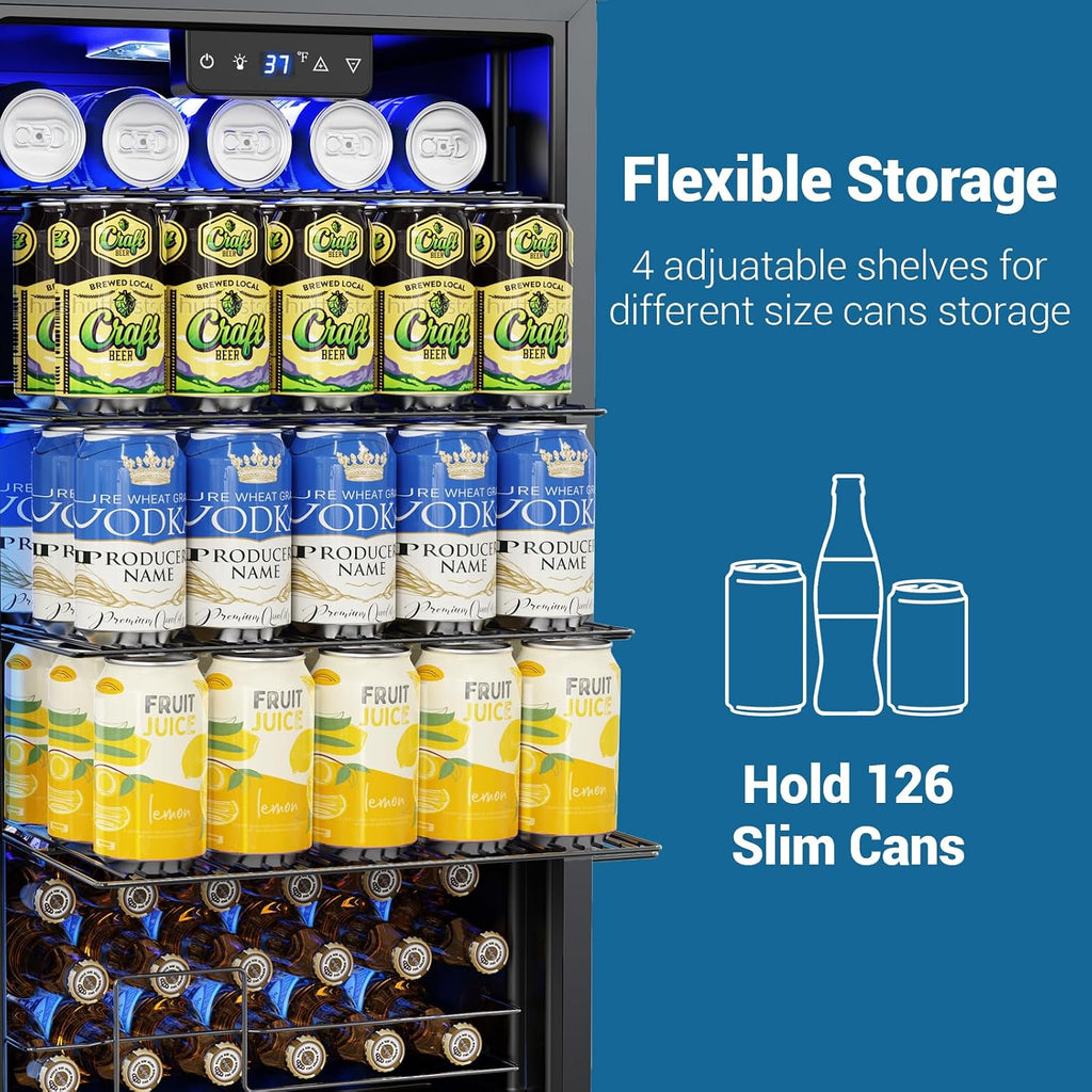 Mini Beverage Refrigerator 3.2 Cu. Ft Small Fridge 126 Can Lockable