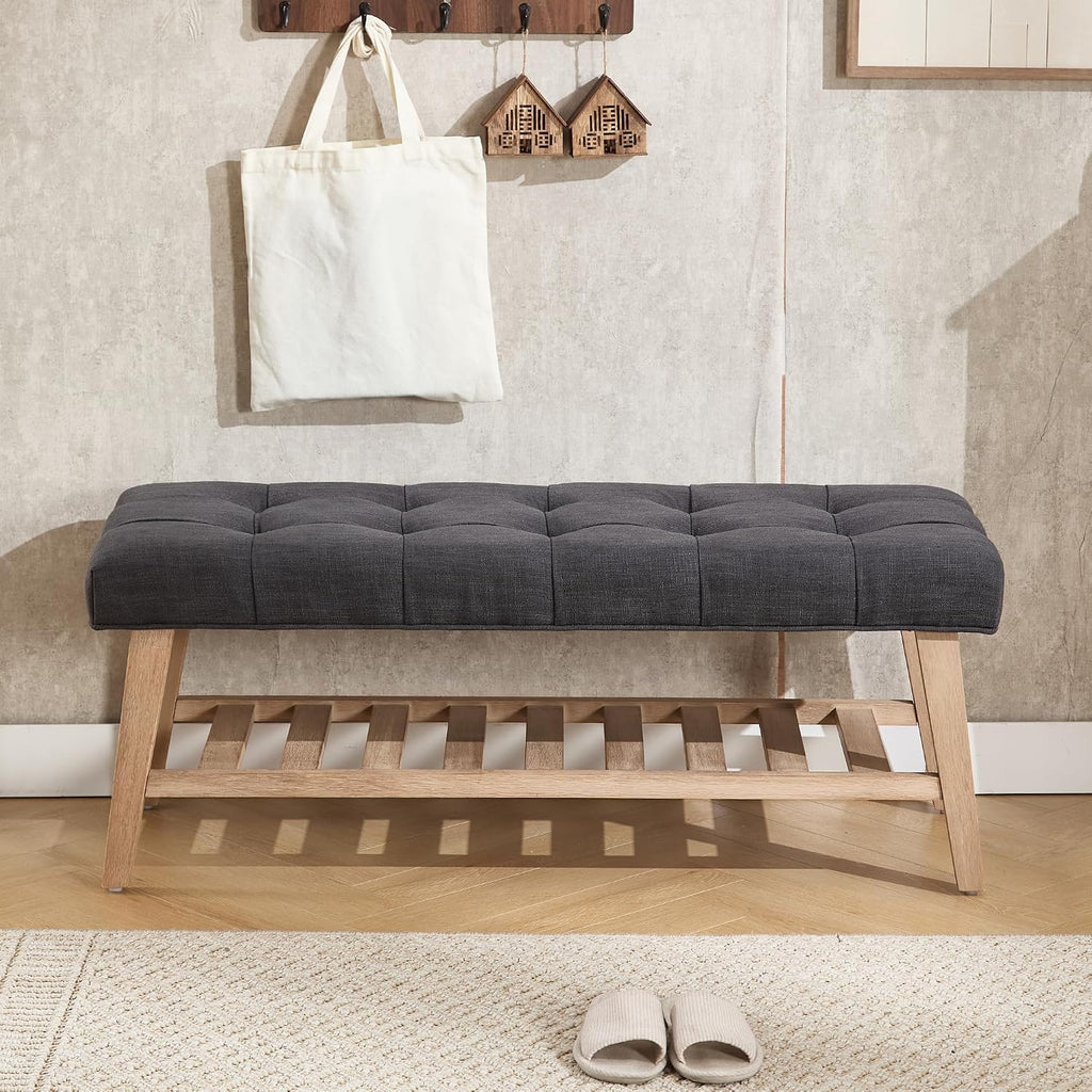 Entryway Shoe Bench Storage Benches with Upholstered Button Tufted