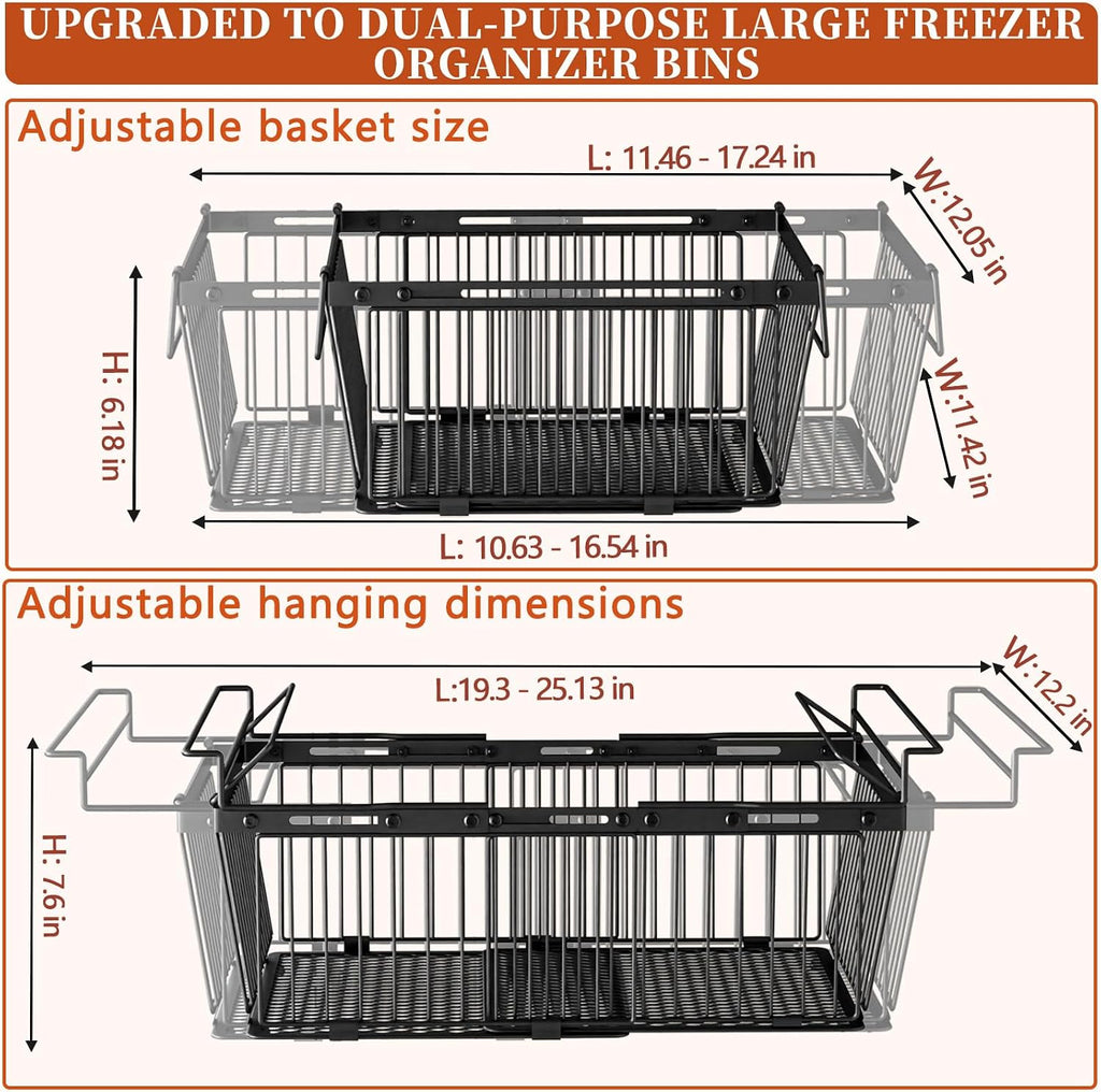 Hanging Freezer Organizer Bins for 5 to 20 Cu.Ft,Leak-Proof