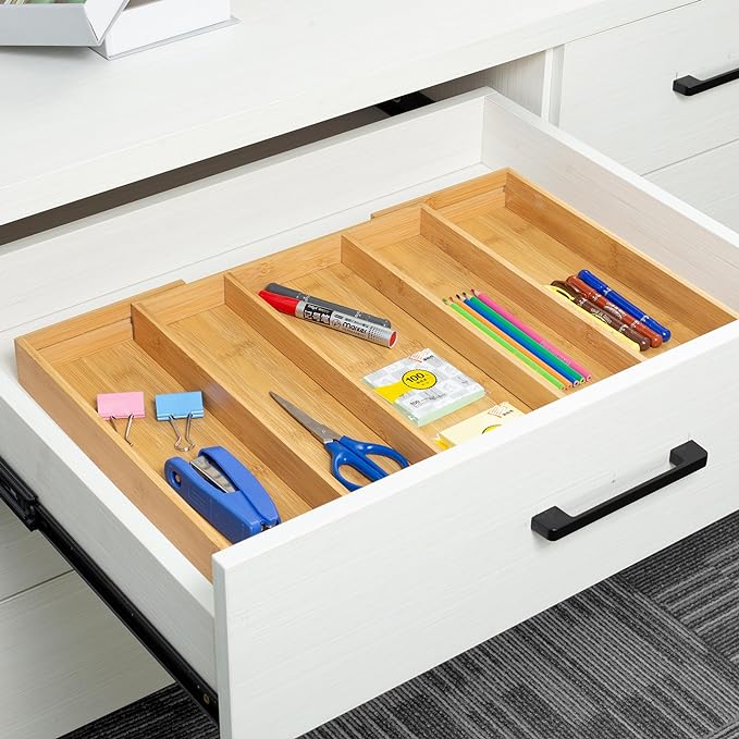 Utoplike Bamboo Expandable Kitchen Drawer Organizer, Adjustable Utensil Holder - Image 5