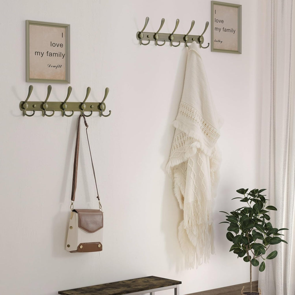 Wall Mounted Coat Rack - 5 Tri Hooks, Heavy Duty, Stainless Steel