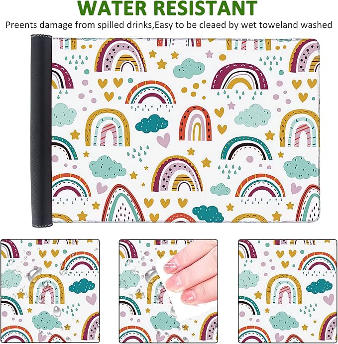 Rainbow in Cartoon Gaming Mouse Pad XXL Large Desk Mouse Pad Keyboard Mat - Image 4