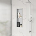 Stainless Steel Shower Niche 24" X 8", No Tile Needed Wall Niche Double Shelves by Qeke