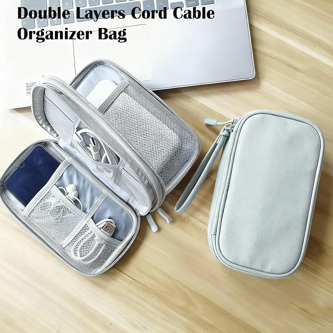 Travel Cable Organizer Tech Pouch: Portable Double Layers Cord Organizer Bag - Image 2