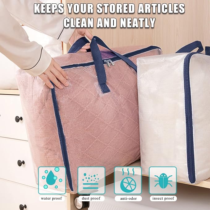 Clear Storage Bags with Zipper, 75L Extra Large Capacity - Image 3