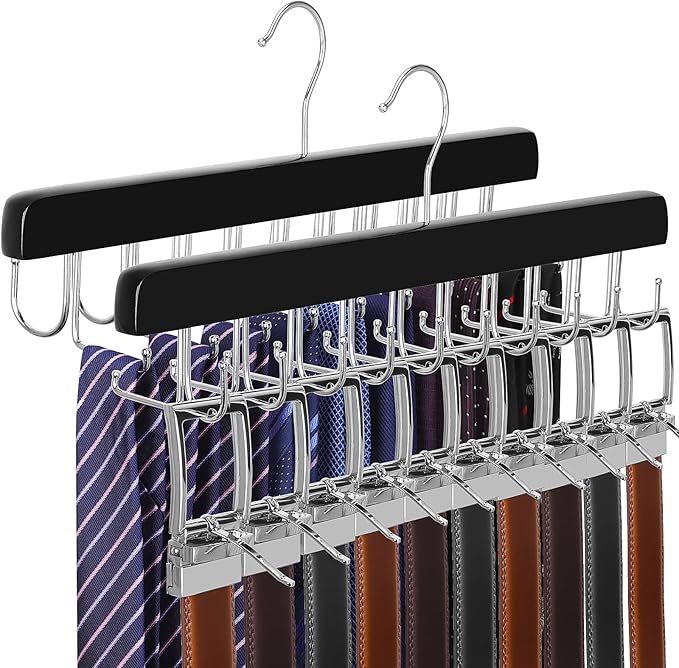 TOPIA HANGER 2 Pack 2 in 1 Belt Tie Hanger by TOPIAHANGER