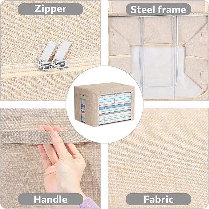 FHSQX Extra Large Clothes Storage Bins Foldable Metal Frame Storage Box - Image 4