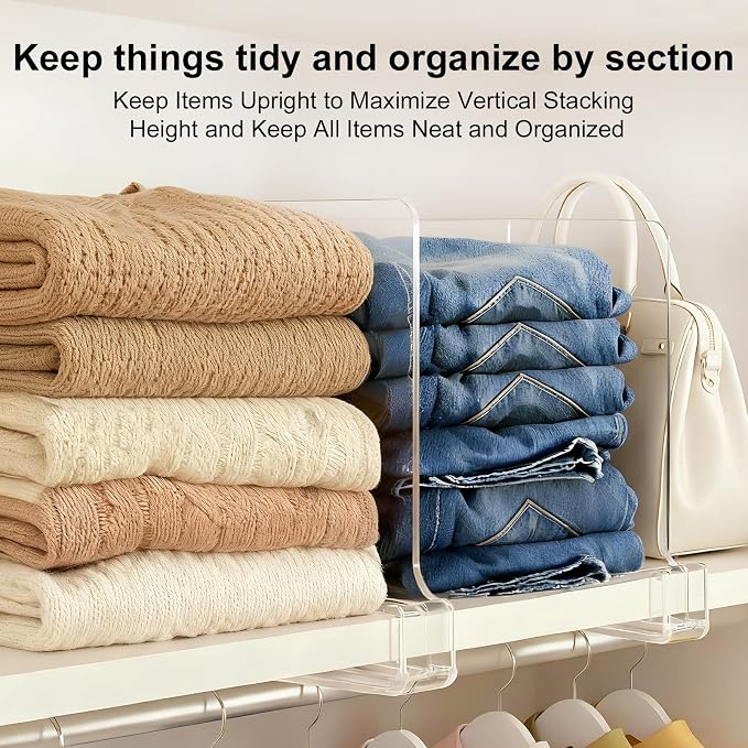 Purse Organizer for Closet Shelf Dividers: 16-Pack Adjustable Clear Acrylic Bag - Image 4