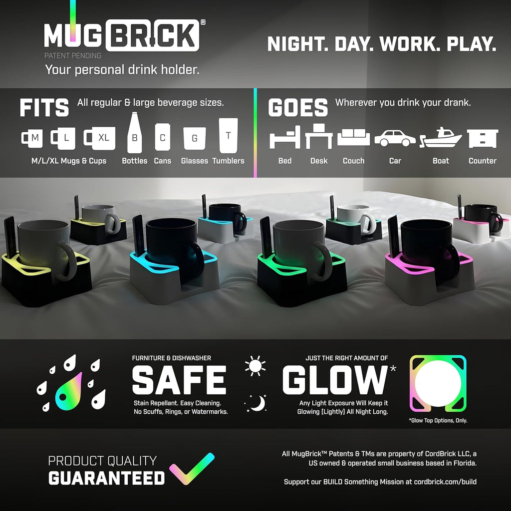 MugBrickTM Cup Holder. Anti-Spill Drink Holder for Couch. Desktop Cup