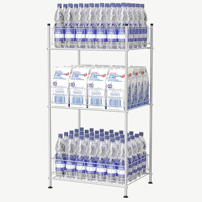 Water Bottle Organizer 3 Tier Vertical Bottled Water Holder Freestanding Metal by smusei