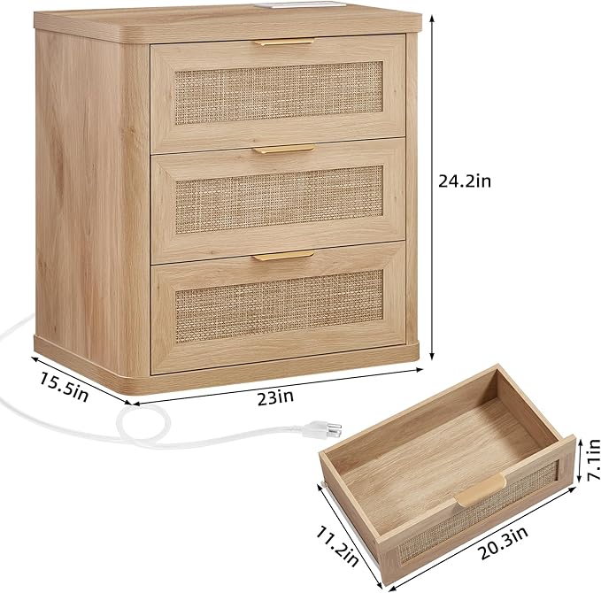 LEYAOYAO Rattan Night Stand Set of 2 - Image 3