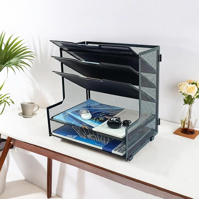 5-Tier Metal Desk Organizer, Office Desk Paper Organizer - Image 3