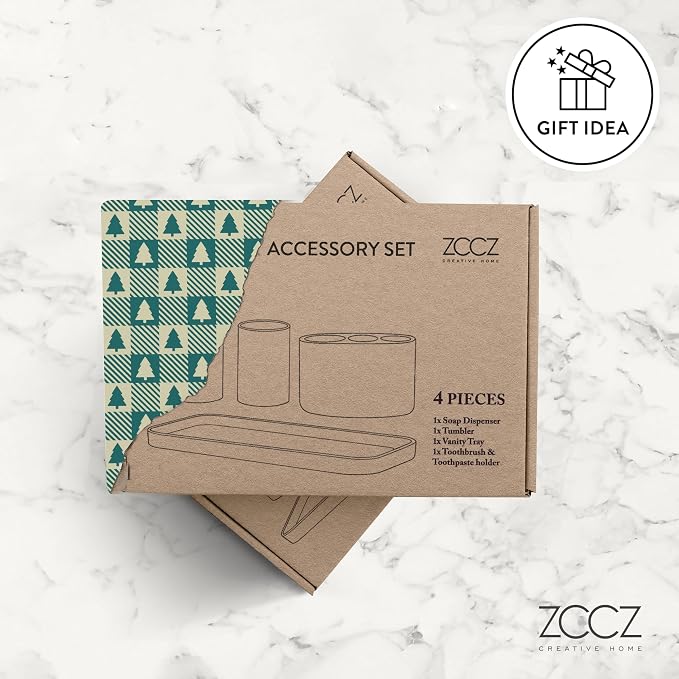 ZCCZ - Black Bathroom Accessories Set 4 Pcs - Toothbrush Holder, Soap Dispenser - Image 8