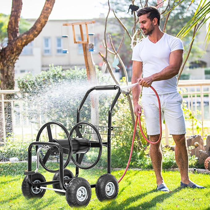Hose Reel Hold Up To 300 Ft Heavy Duty Garden Hose Reel Sturdy Water Hose Reel - Image 2