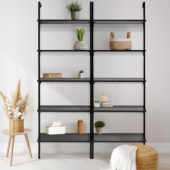 happimess MSH1001A Madera 72.05" Classic Industrial 5-Shelf Wood Wall-Mounted - Image 6