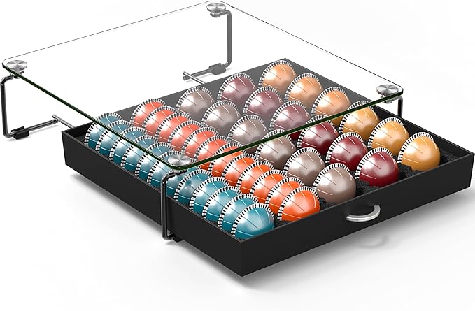 DecoBrothers Crystal Tempered Glass Vertuo Pod Holder Drawer, 30 Large or 60 - Image 6