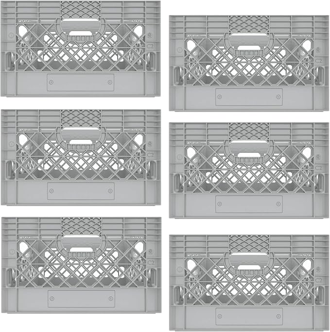 Heavy Duty Plastic Storage Milk Crates, Stackable Utility Organizer Bins by Unknown
