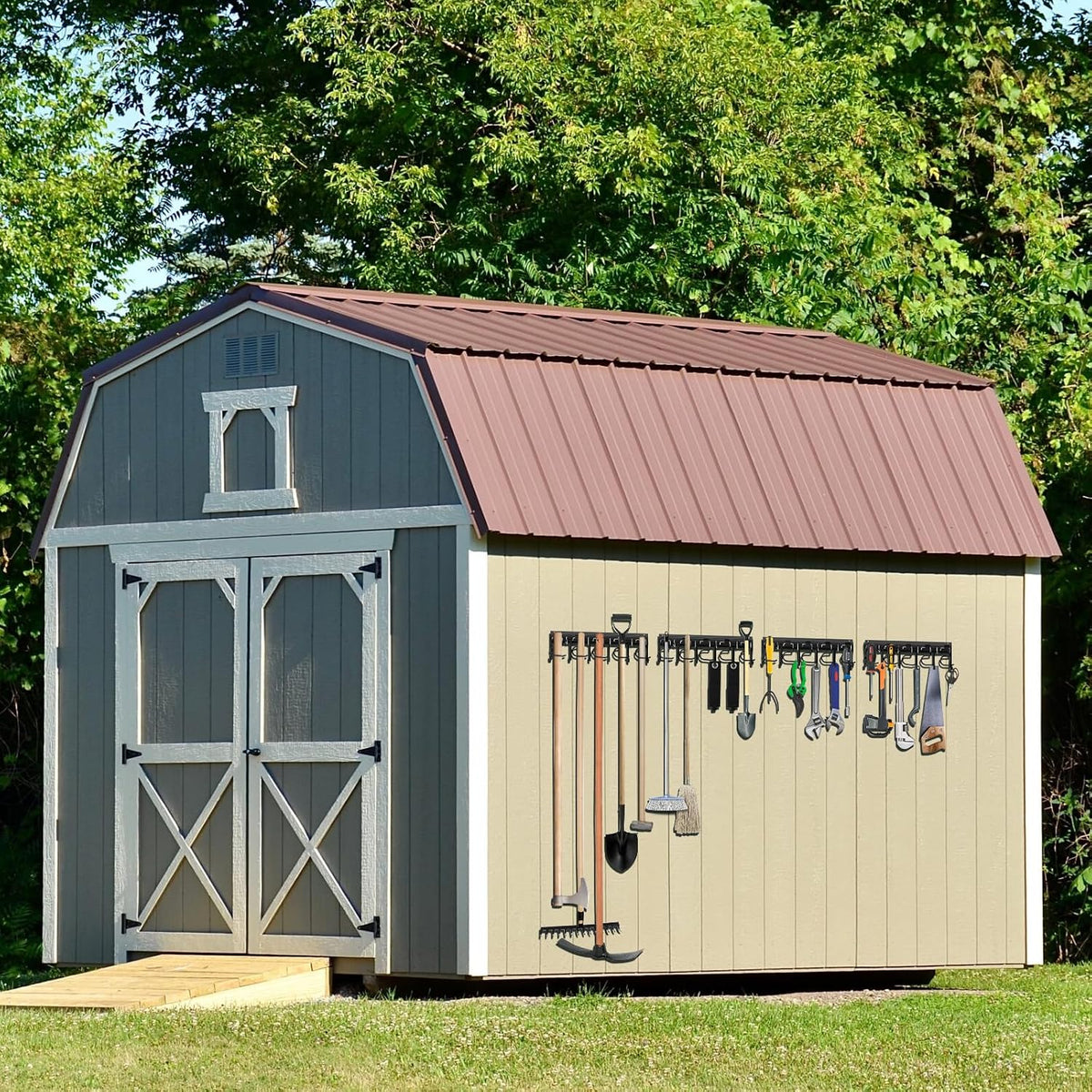 LEYU Metal Garage Tool Organizer Wall Mount, 2 Pack Garden Tool