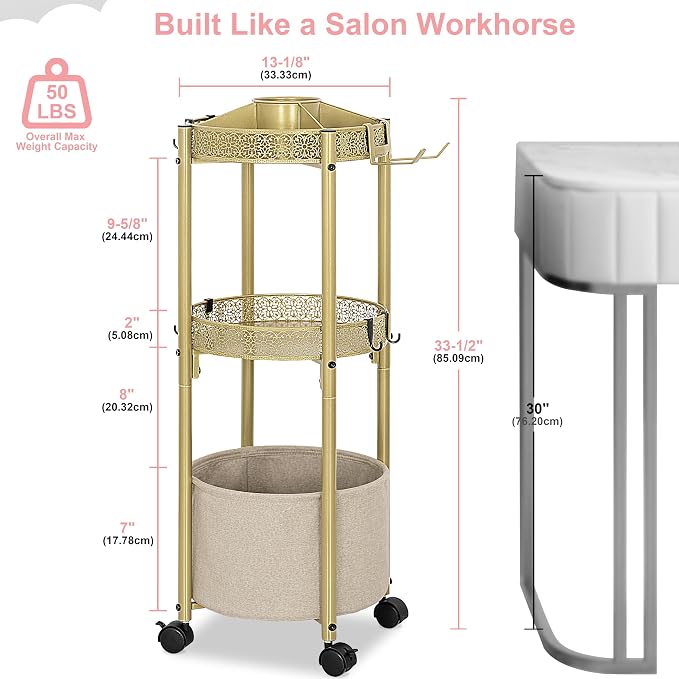 3-Tier Rolling Makeup Organizer Cart - Image 6