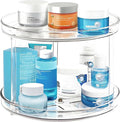 2 Tier Lazy Susan Bathroom Organizer, 9.25Inch Clear 360 Rotating Makeup by Adoco