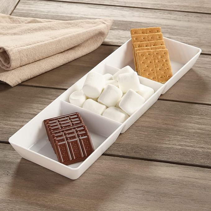 US Acrylic Avant White Plastic Divided Serving Trays 15” x 5” | Narrow Reusable - Image 8