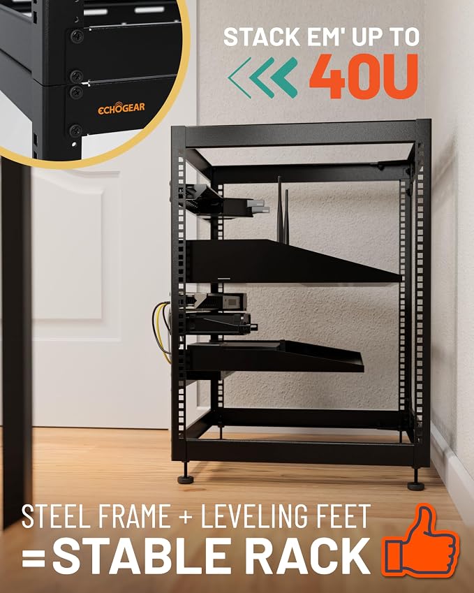 ECHOGEAR 15U Open Frame Rack for Servers & AV Gear - Image 5