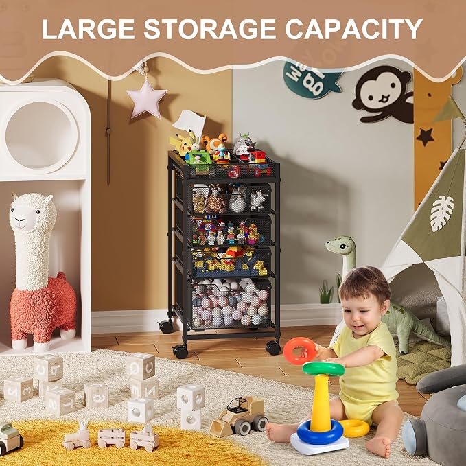 Rolling Utility Cart with 4 Drawers, Craft Organizer and Storage Carts with DIY - Image 8