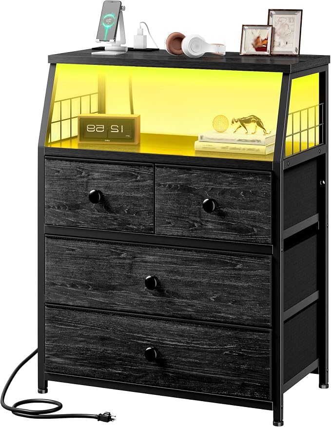 EnHomee 21.8" W Black Nightstand by EnHomee