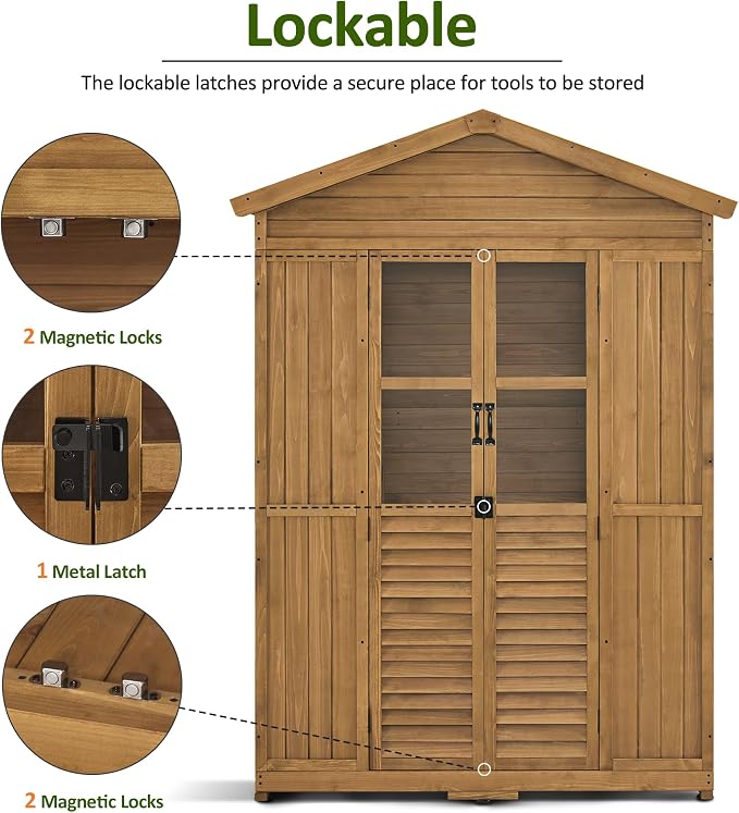 Macrout Outdoor Storage Cabinet, 78 Inches Outside Storage Shed - Image 6
