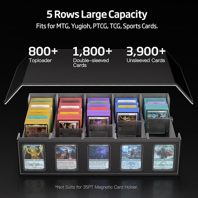Trading Card Storage Box 5-Row 3900+ Capacity, TCG MTG Card Case - Image 2