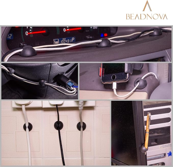 BEADNOVA Cable Clips Cord Organizer Cable Management Wire Cord Holder 2 Slots - Image 6