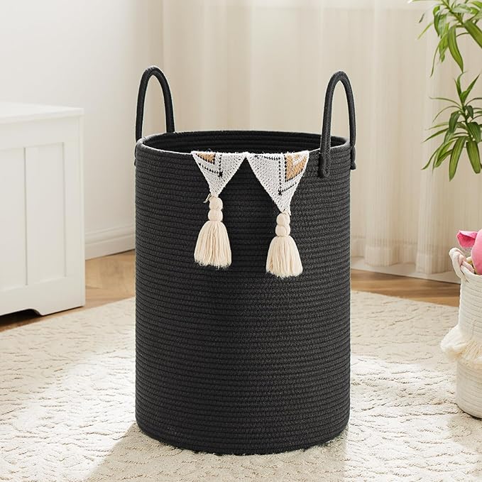 Laundry Basket, Woven Cotton Rope Laundry Hamper, 100L by Artfeel