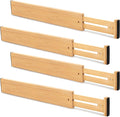 Bamboo Drawer Divider Set of 4, Adjustable Spring-Loaded Drawer Organizer by NCUE