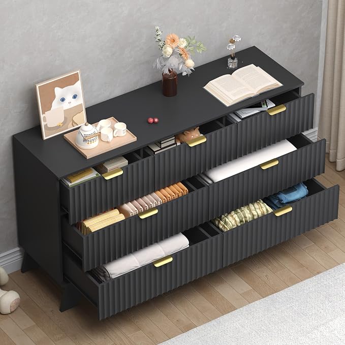 Fluted 7 Drawer Dresser, 47.2" Wide Modern Boho Chest of Drawers, Wooden - Image 4