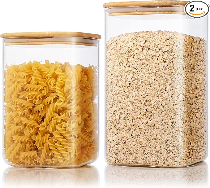 Extra Large Square Glass Flour & Sugar Storage Containers by HomArtist