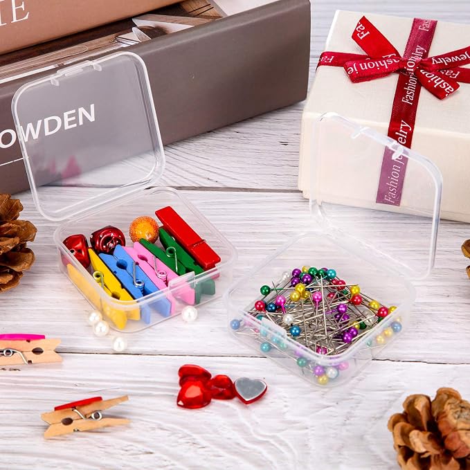 SATINIOR 24 Packs Small Clear Plastic Beads Storage Containers Box - Image 3