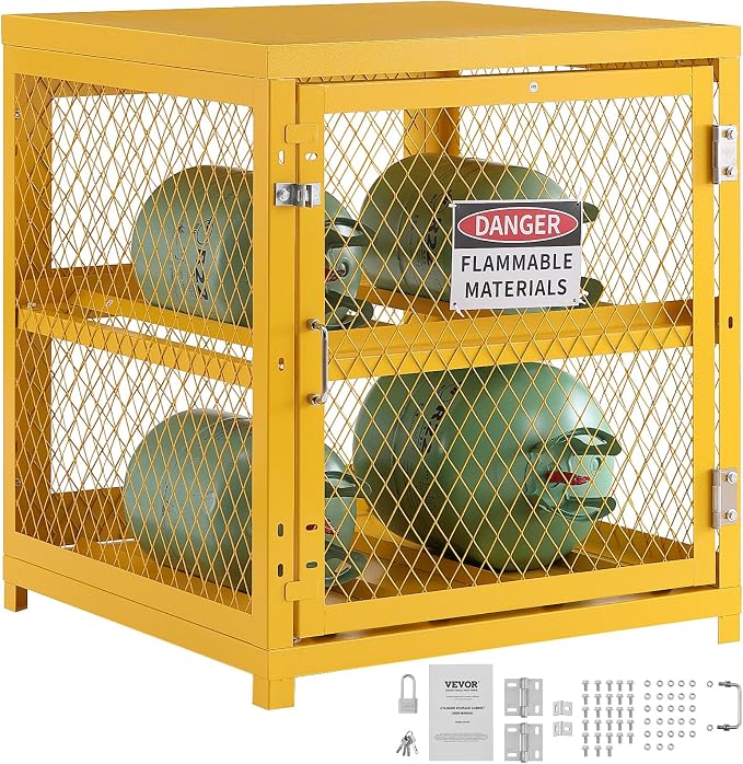 VEVOR Horizontal Cylinder Storage Cabinet, 4 Cylinder Capacity, Gas Cylinder by VEVOR