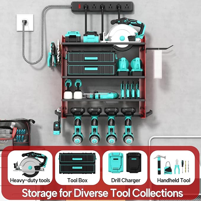 4 Layer Heavy Duty Power Tool Organizer Wall Mount - Image 6