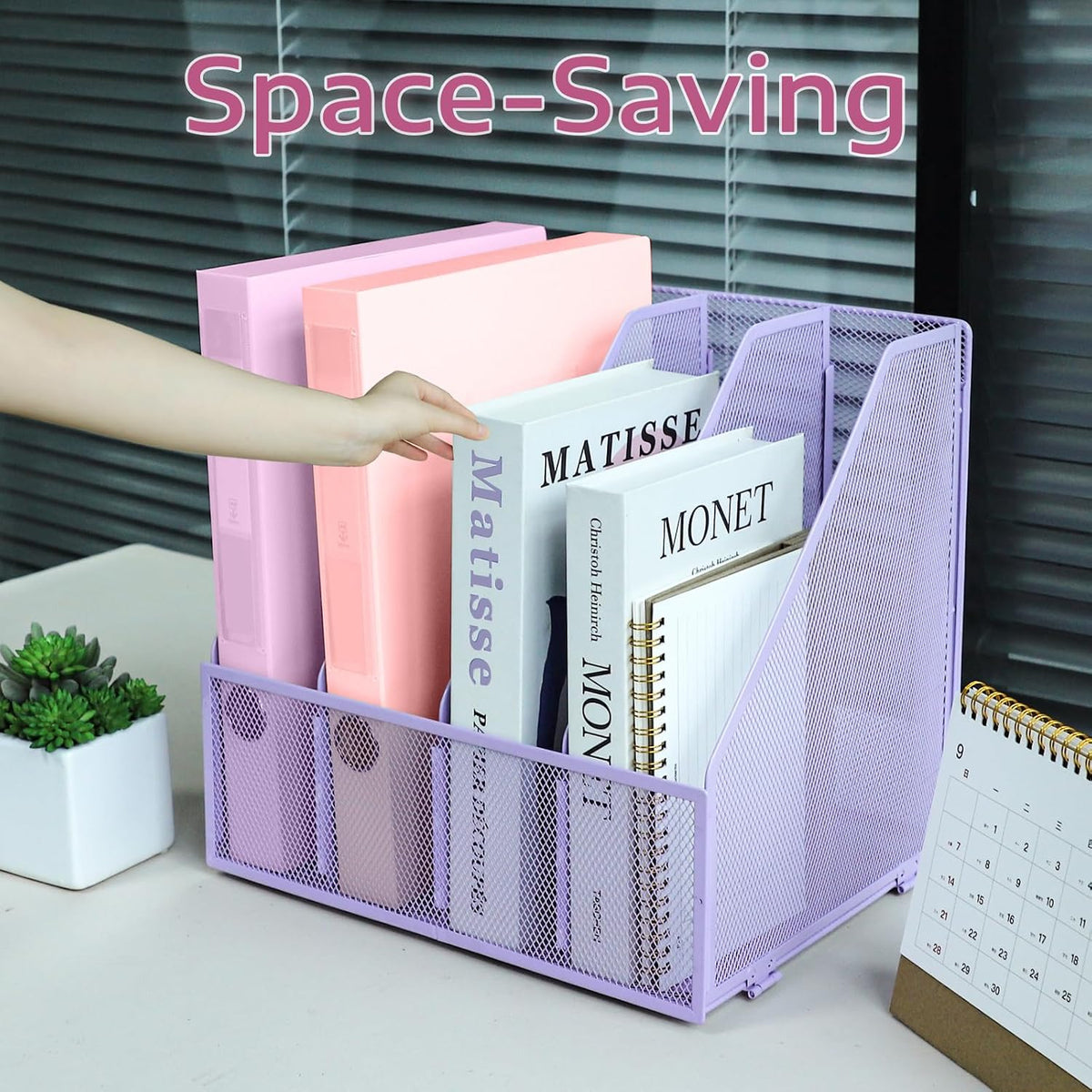 Desk Organizers, Metal Magazine File Holder with 4 Vertical