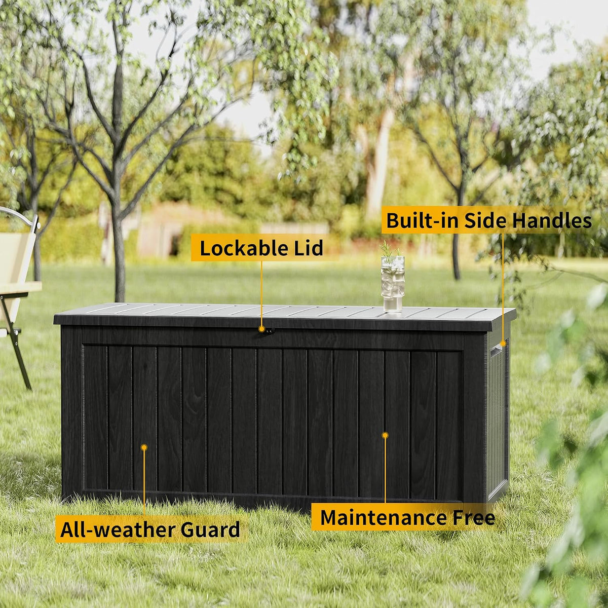 Outdoor Storage Box Waterproof, 150 Gallon Large Deck Box Lockable